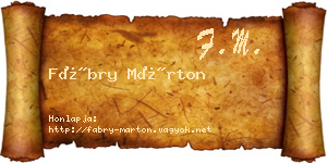 Fábry Márton névjegykártya