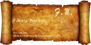 Fábry Márton névjegykártya