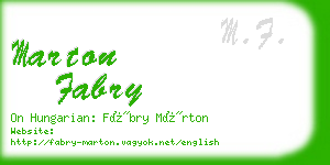 marton fabry business card